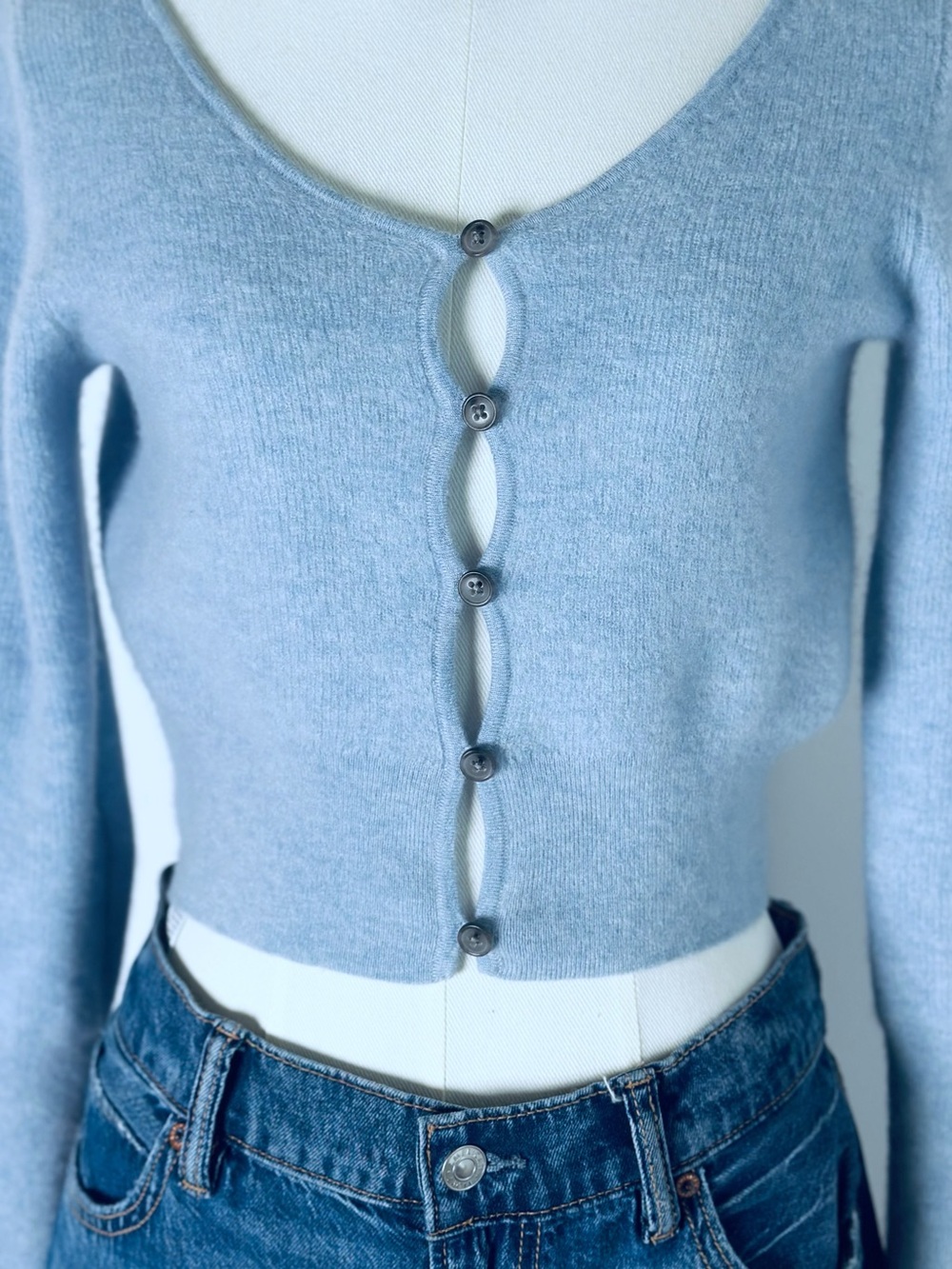 J.Crew Collection 100% Cashmere Cropped Cardigan Women’s XS Light Blue - Picture 2 of 13